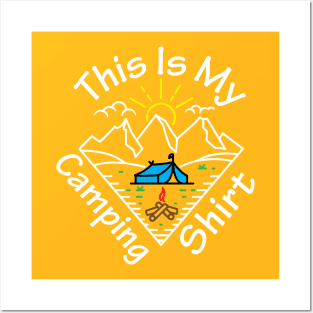 This Is My Camping Shirt Funny Triangle Colour Line art retro design Posters and Art